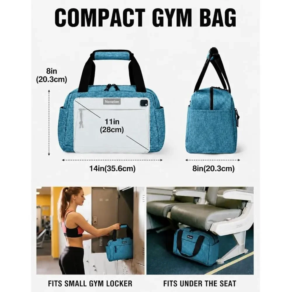 Small Lightweight Gym Bag, Carry On Mini Duffle Bag with Multiple Pockets- Blue